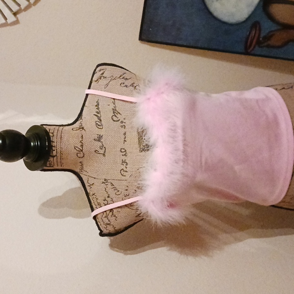 Sugar Thrillz Pink Fur Marabou Crop Tank